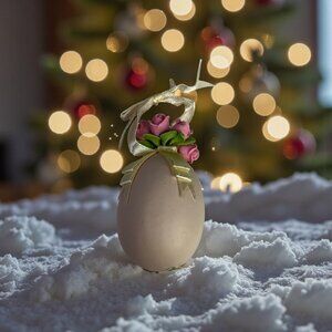 Department 56 Snowbunnies Blossoms & Bows Pink Egg Easter Village 2006